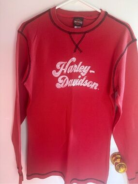 Harley-Davidson Red Long Sleeve Ribbed Thermal Shirt
